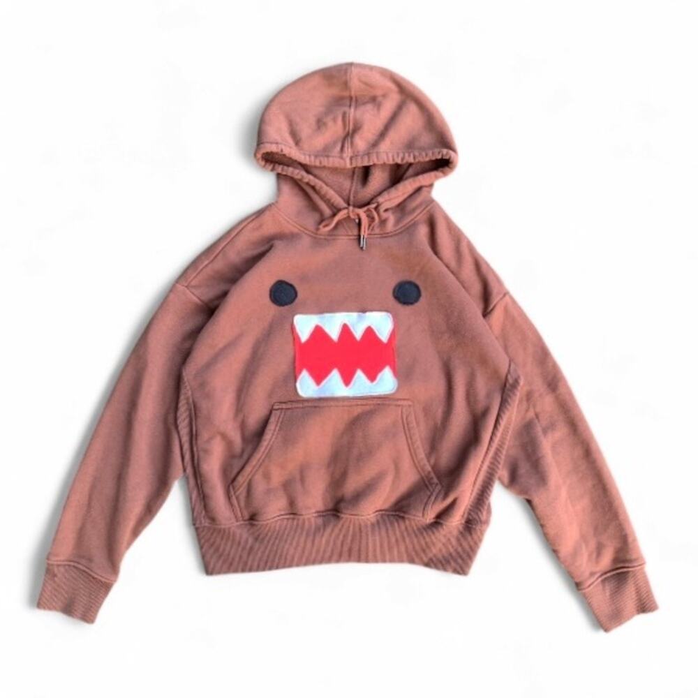 Custom Domo Y2K Grunge Brown Hoodie Pullover Upcycled M